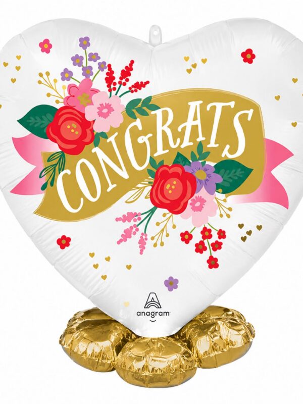LoonBalloon 21 Inch Ruffle Edge Satin Floral Toast Balloon, Medium Shape