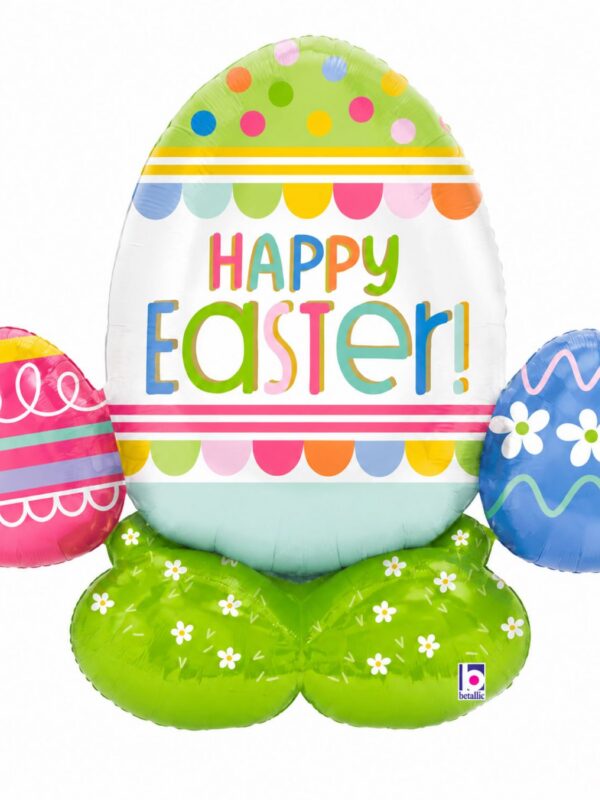 LoonBalloon 33 Inch Air Loonz Junior Trio Egg Hunt Balloon - Easter Foil Balloon Party Decor