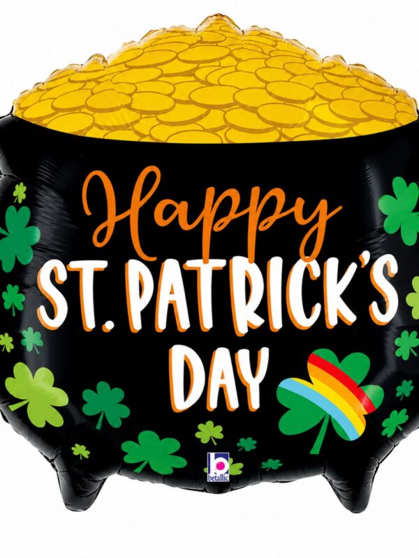 LoonBalloon 30 Inch St Pat Lucky Pot O'Gold Balloon