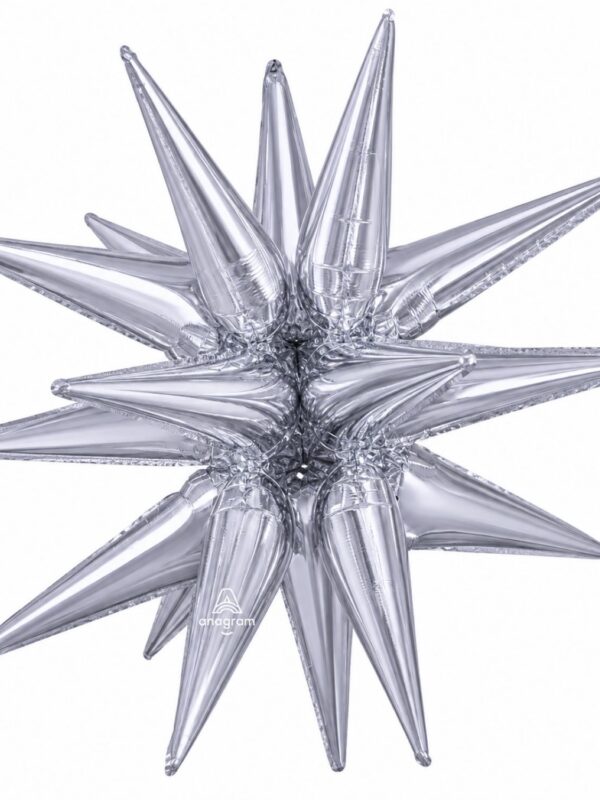 LoonBalloon Party Air Fill Silver Magic Star Foil Balloon 35 Inch 5 Count