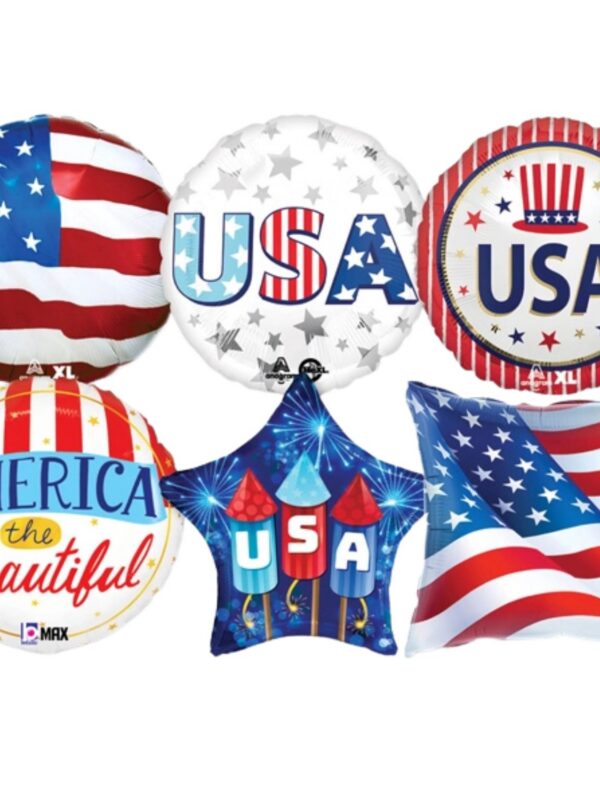 LoonBalloon Patriotic Premium Patriotic Foil Balloon Standard Size 25 Count Super Pack
