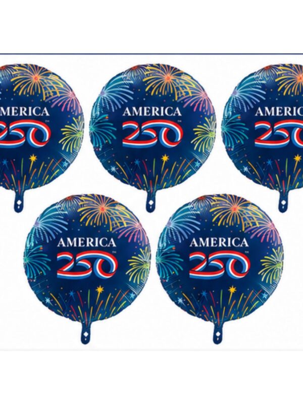 LoonBalloon Patriotic America 250 Fireworks Design Foil Balloon Standard Size 5 Count